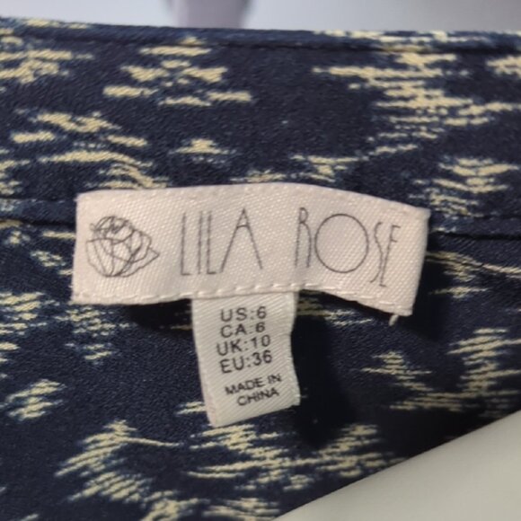 Lila Rose Navy and Cream Long Sleeve Dress - Picture 7 of 8